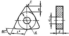 ГОСТ 19047-80 Пластины режущие сменные многогранные твердосплавные шестигранной формы с углом 80° и отверстием. Конструкция и размеры (с Изменением N 1)