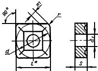 ГОСТ 19052-80 Пластины режущие сменные многогранные твердосплавные квадратной формы с отверстием и стружколомающими канавками на одной стороне. Конструкция и размеры (с Изменениями N 1, 2, 3)