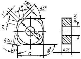 ГОСТ 19053-80 Пластины режущие сменные многогранные твердосплавные квадратной формы с отверстием и фасками при вершине. Конструкция и размеры (с Изменениями N 1, 2)