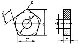 ГОСТ 19064-80 Пластины режущие сменные многогранные твердосплавные пятигранной формы с отверстием. Конструкция и размеры (с Изменениями N 1, 2)