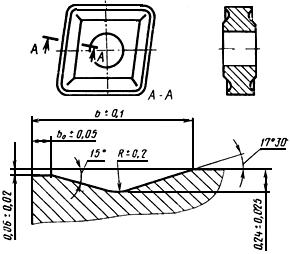 ГОСТ 24249-80 Пластины режущие сменные многогранные твердосплавные ромбической формы с углом 80°, с отверстием и стружколомающими канавками на двух сторонах. Конструкция и размеры (с Изменениями N 1, 2, 3)